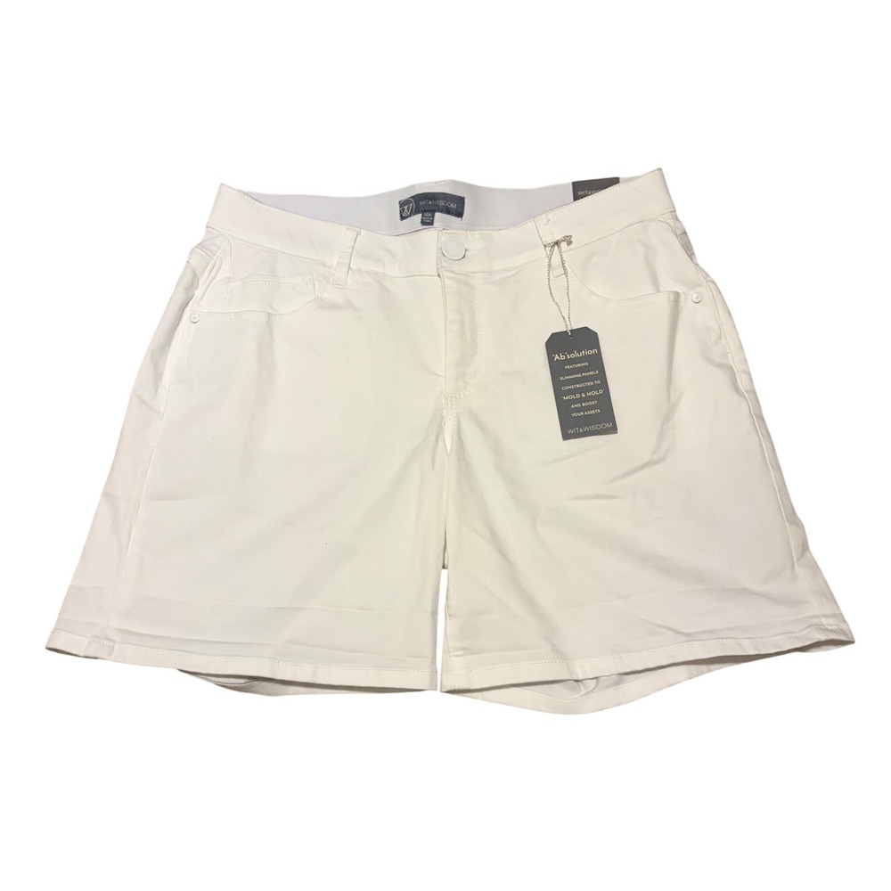 Wit & Wisdom Ab-solution White Stretch Shorts Womens 14W Slimming Panels NEW